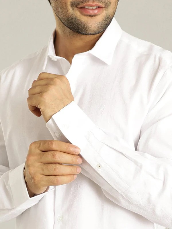 Indian Terrain Men's Slim Fit Full Sleeve Self Design White Shirt